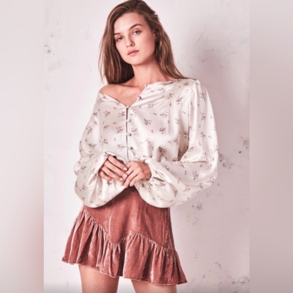 LoveShackFancy Eliza Velvet Mini Skirt